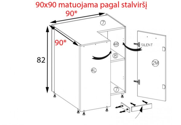 Virtuvės spintelė FAD SMC D16 – apatinė kampinė spintelė 90×90 Virtuvė 9