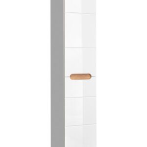 BALI WHITE 804 aukšta spintelė su skalbinių krepšiu 2D / Balta aukšta spintelė su skalbinių krepšiu 35cm C Vonios baldai COMAD