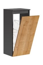 MONAKO GREY OAK 811 žema spintelė su skalbinių krepšiu 1D / Žema spintelė su skalbinių krepšeliu 40cm 1D Vonios baldai COMAD 15