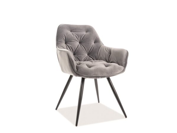 CHERRY VELVET KĖDĖ, JUODAS RĖMAS/PILKAS BLUVEL14 Kėdės 2 3