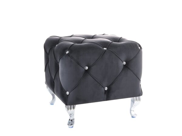 HESTIA K VELVET POUF BLACK BLUVEL 19/ SILVER Pufai 2 3