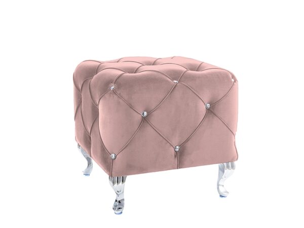 HESTIA K VELVET POUF ANTIQUE PINK BLUVEL 52/ SILVER Pufai 2 3