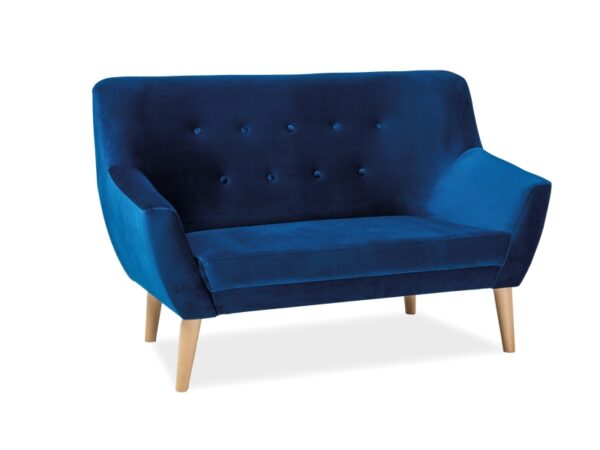 NORDIC 2 VELVETINĖ SOFA, NAVIY MĖLYNA, MĖLYNA 86 MINŠTA / BUKO Sofos 2 3