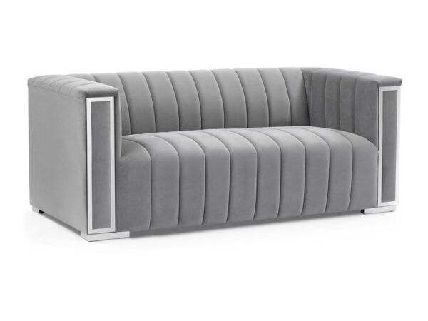 VOGUE 2 VELVET SOFA PILKA TAP.203/SIDABRAS Sofos 2 3