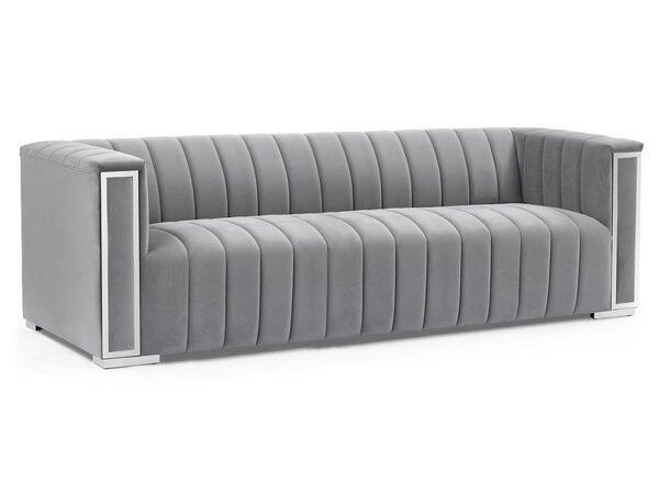 VOGUE 3 VELVETINĖ SOFA PILKA TAP.203/SIDABRAS Sofos 2 3