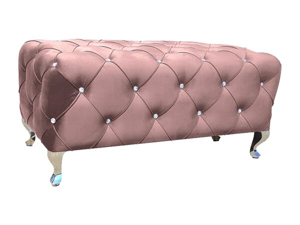 HESTIA VELVET POuf / BENCH ANTIQUE PINK BLUVEL 52/ SILVER Pufai 2 3