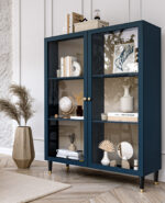 Inludo 120 vitrininė spintelė tamsiai mėlyna / balta / stiklas Wardrobes & display cabinets 9