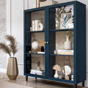 Inludo 120 vitrininė spintelė tamsiai mėlyna / balta / stiklas Wardrobes & display cabinets 3