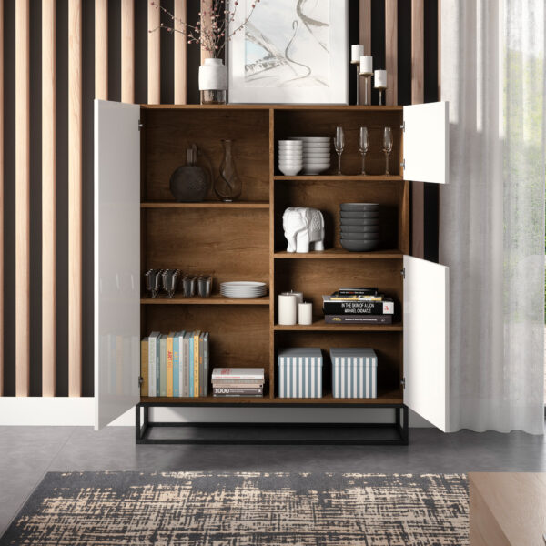 Avorio 120 vitrininė spintelė Artisan Oak/White Gloss Wardrobes & display cabinets 7