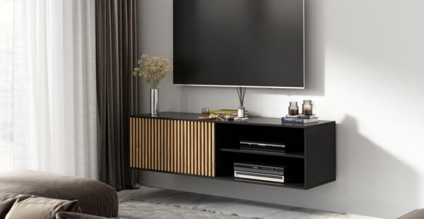 Meorati 150 pakabinama tv spintelė Black/Artisan Oak Tv staliukai EL 6